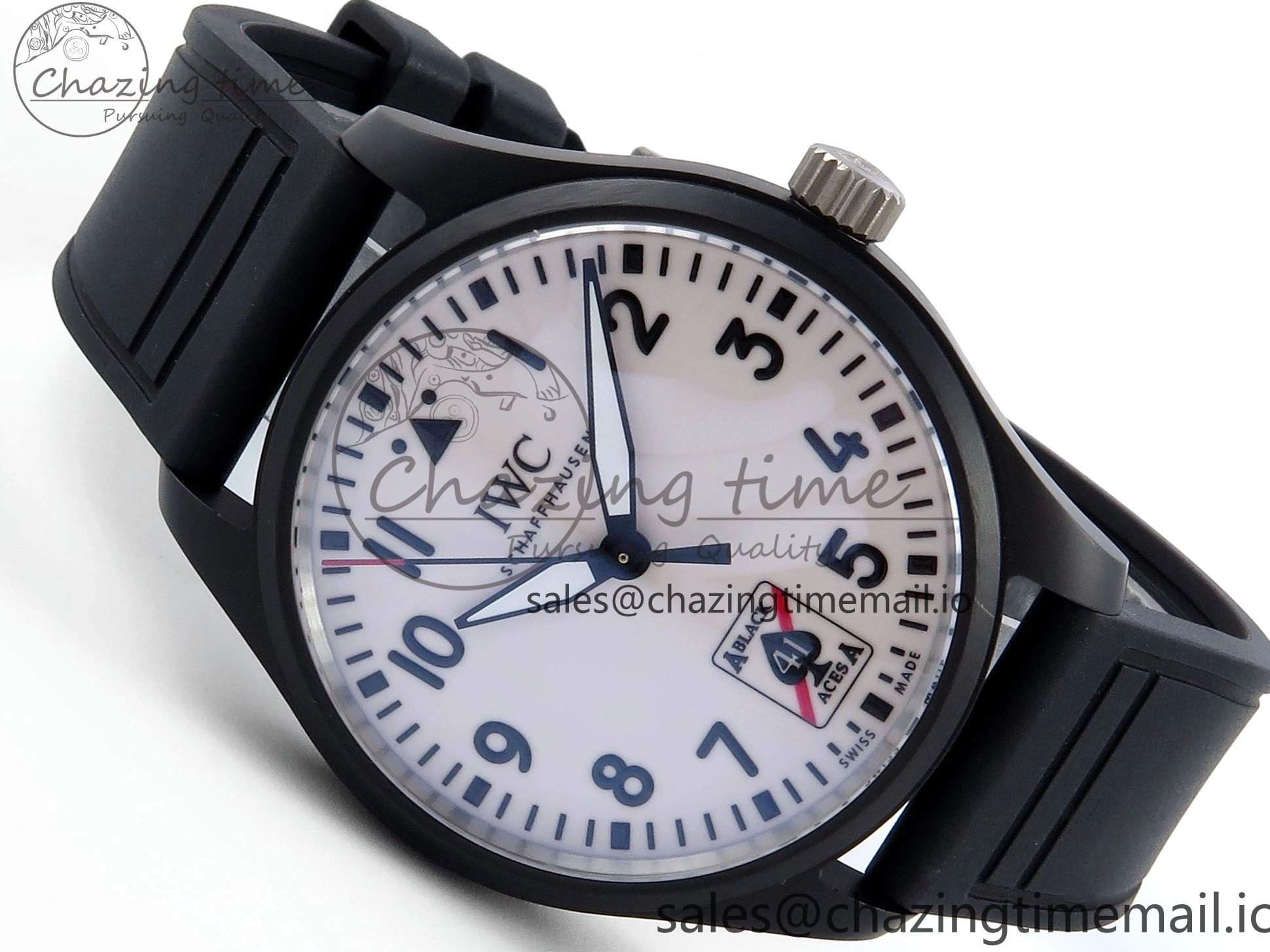 MIROTIME 0117 TravelReady Pilot IW326905 Black Aces M+F 1:1 Best Edition White Dial on Black Rubber Strap MY 7000
